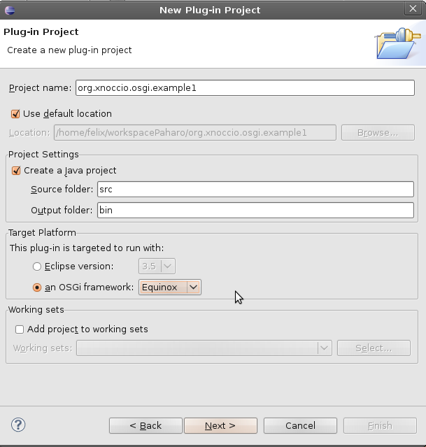 Create an OSGi project in Eclipse