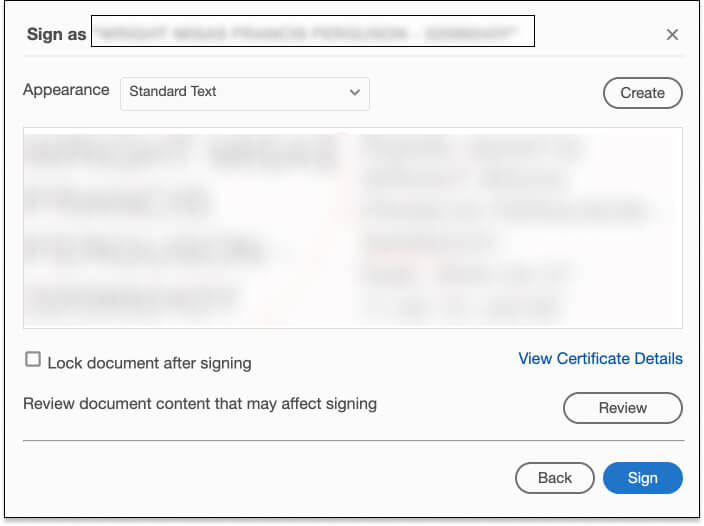 Digital certificate signature snapshot with Adobe