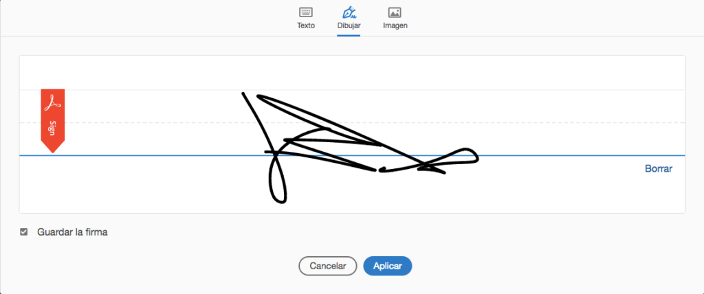 Capture of our signature with Adobe Acrobat - sign PDF