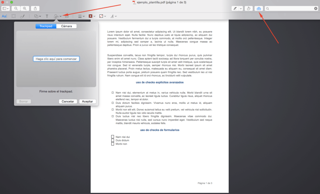 Firmar PDF con el Trackpad del Macbook