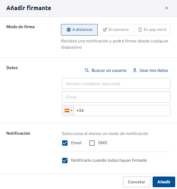 datos de firmantes a distancia