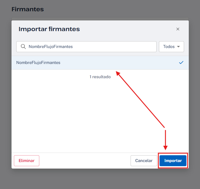 Seleccionar flujo de firmantes