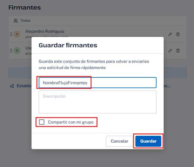 Detalle flujo firmantes
