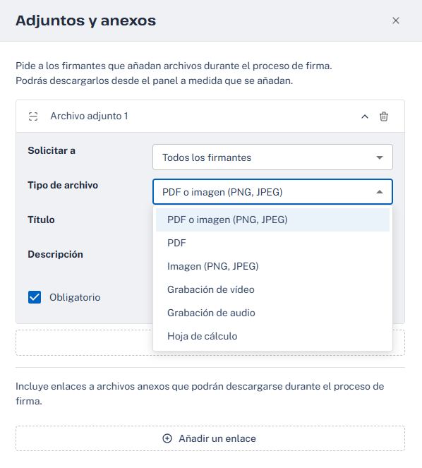 Tipos de adjuntos permitidos - Viafirma
