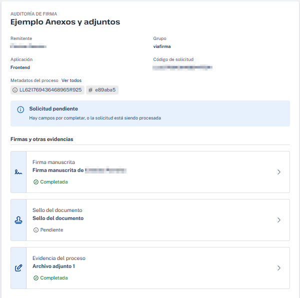 Auditoría de firma con adjuntos