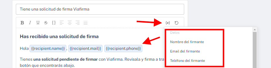 Acceso directo datos firmante