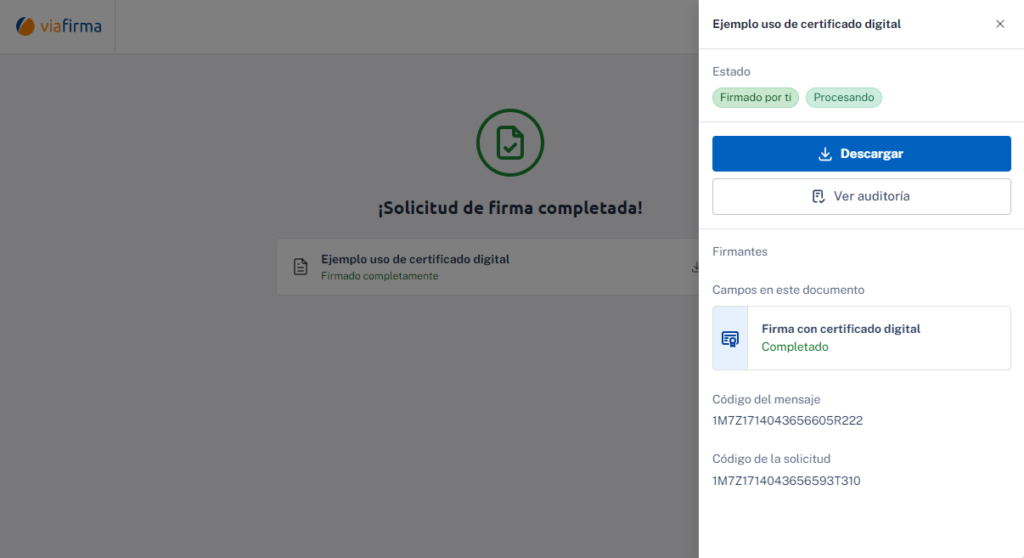 Documento firmado con certificado centralizado