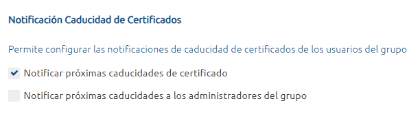 Configurar en el grupo la notificación de caducidad del certificado en Fortress