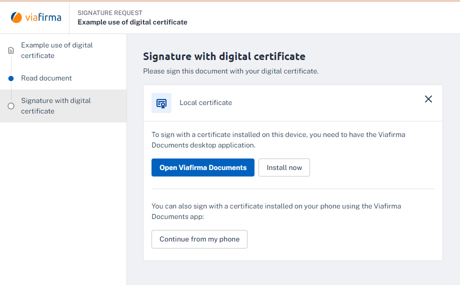 Signature with digitak certificate