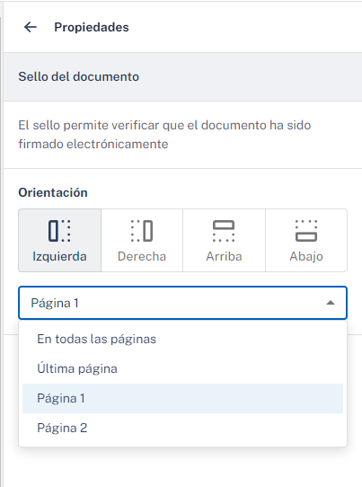 Configuración del sello del documento