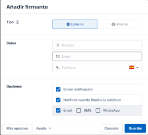 Redacción de solicitudes - Firmantes externos