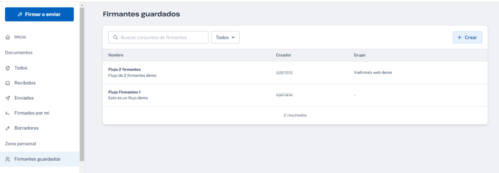 Acceder a firmantes guardados desde el panel de usuario