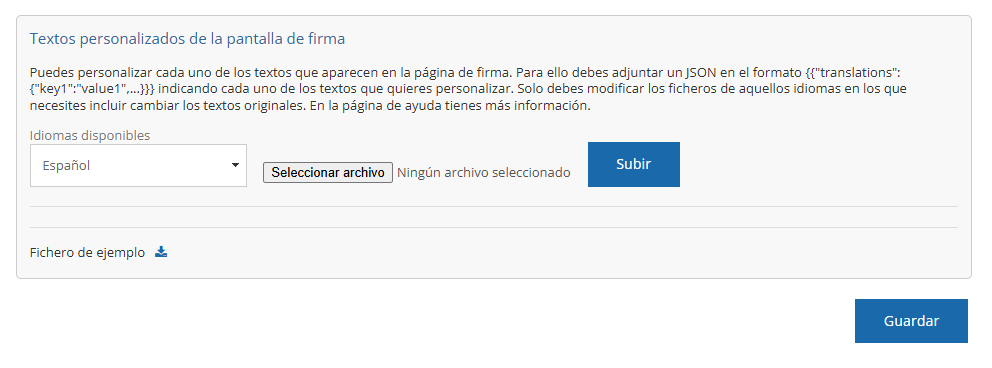 Mis estilos - Textos personalizados de la pantalla de firma