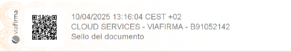Example of document stamp with SVC and QR code electronically signed by Viafirma