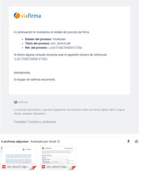 Documentos firmados adjuntos al correo