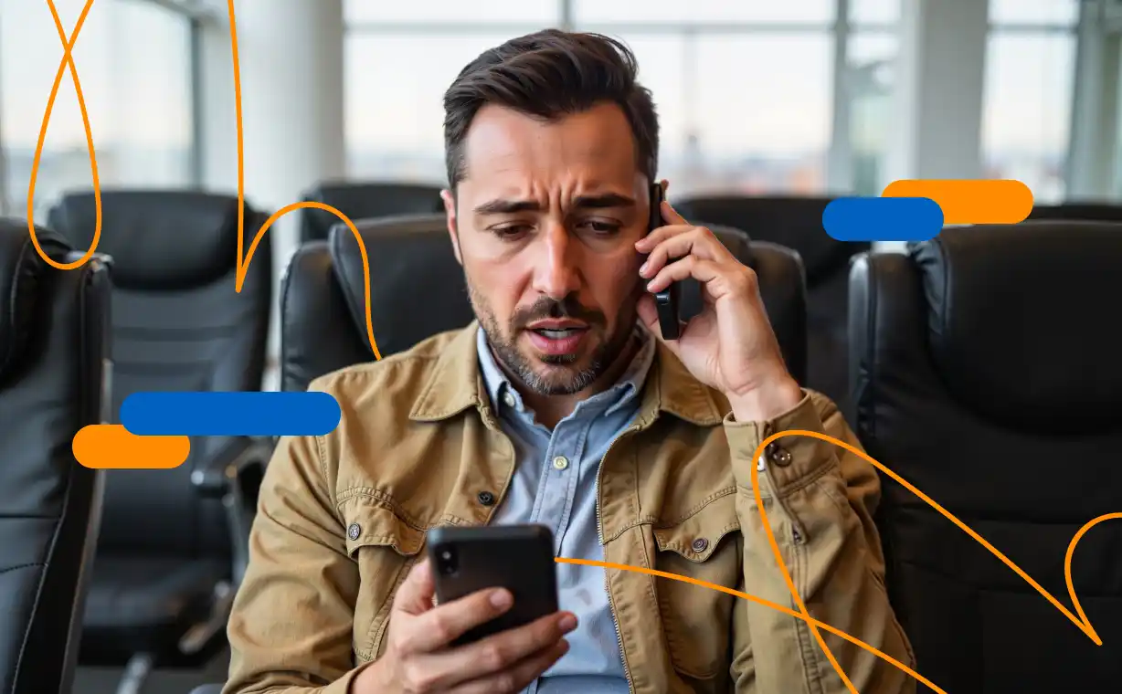 Hombre preocupado al descubrir que su certificado digital caducado le impide completar un trámite online desde el móvil