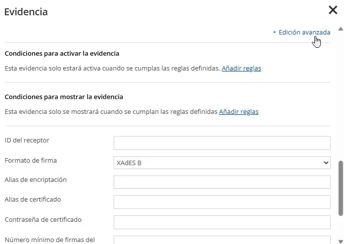 Edición avanzada en la configuración de políticas