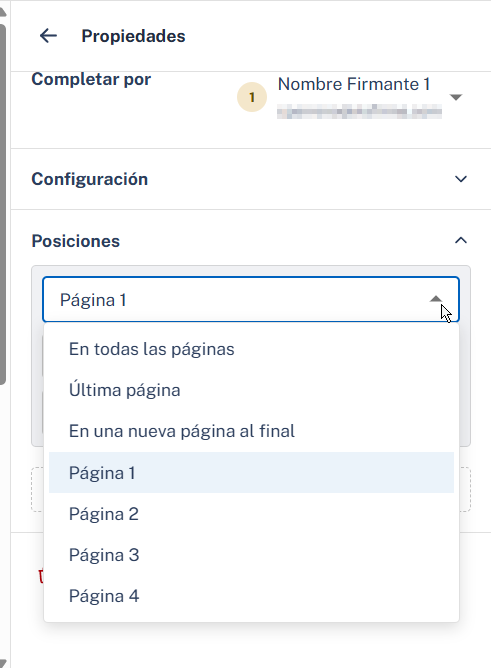 Posiciones campo desplegado