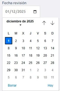 Imagen de campo de texto de calendario