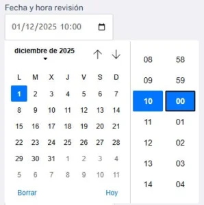 Imagen de campo de texto de calendario con fecha y hora
