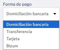Imagen de campo de entrada de forma de pago