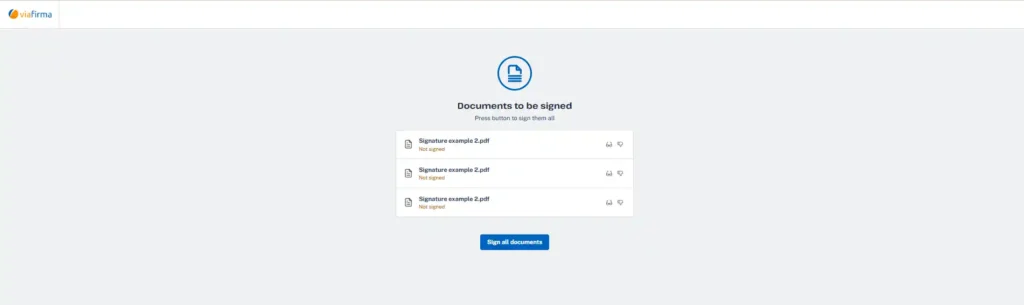 Imagen del software de Viafirm para firmar en bloque