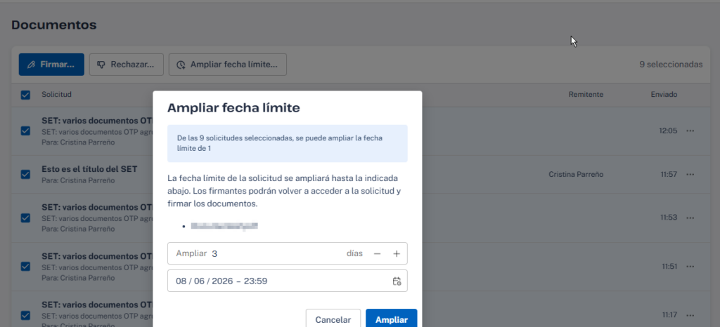 Ampliar fecha límite en bloque
