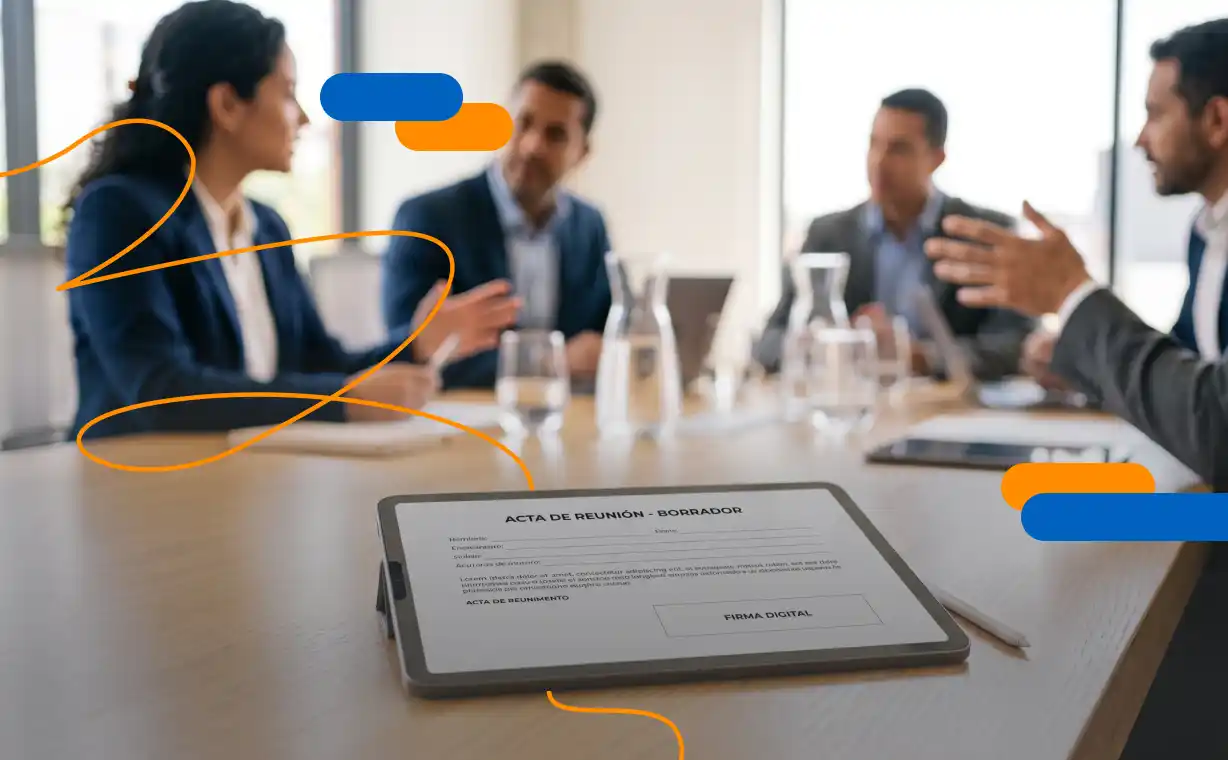 Meeting of board members highlighting the efficiency of digitising the minutes of collegial bodies